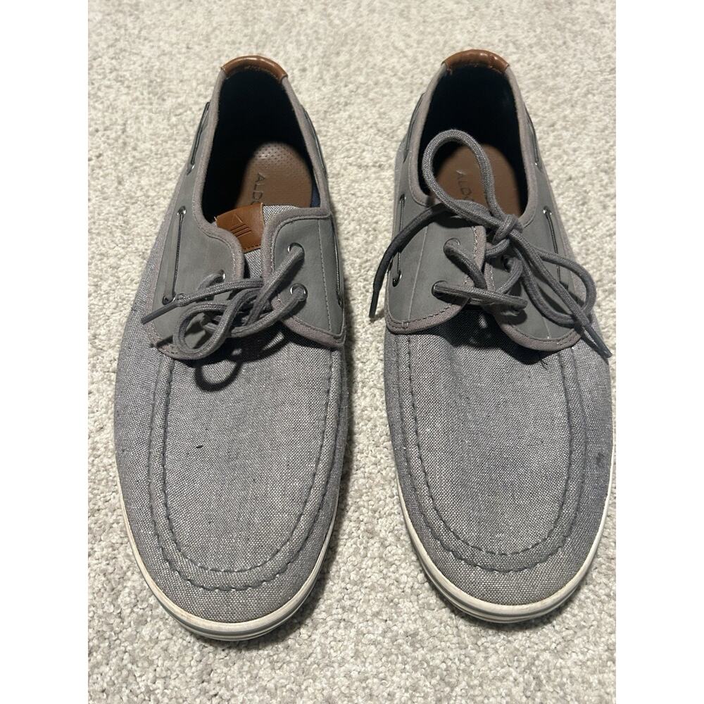 Aldo Light Gray Canvas Tancredo Business Casual Boat Shoes New Size 12 Men
